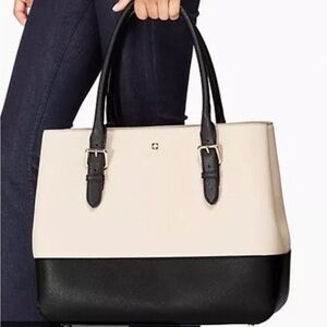 Kate Spade Cove Street Colorblock Airel Tote in the colorway Pumice/Black
